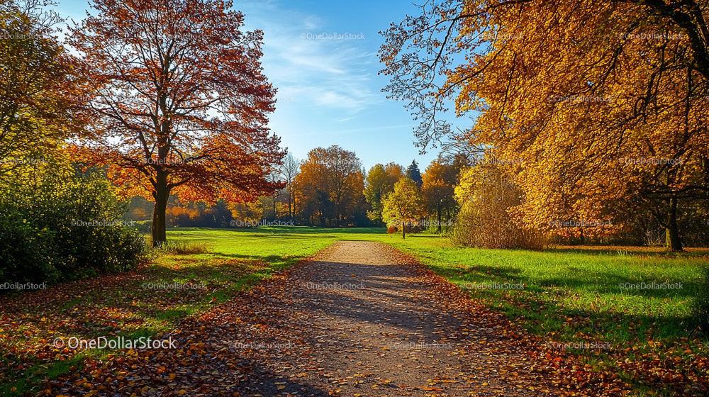 Scenic Autumn Pathway Through Vibrant Forest