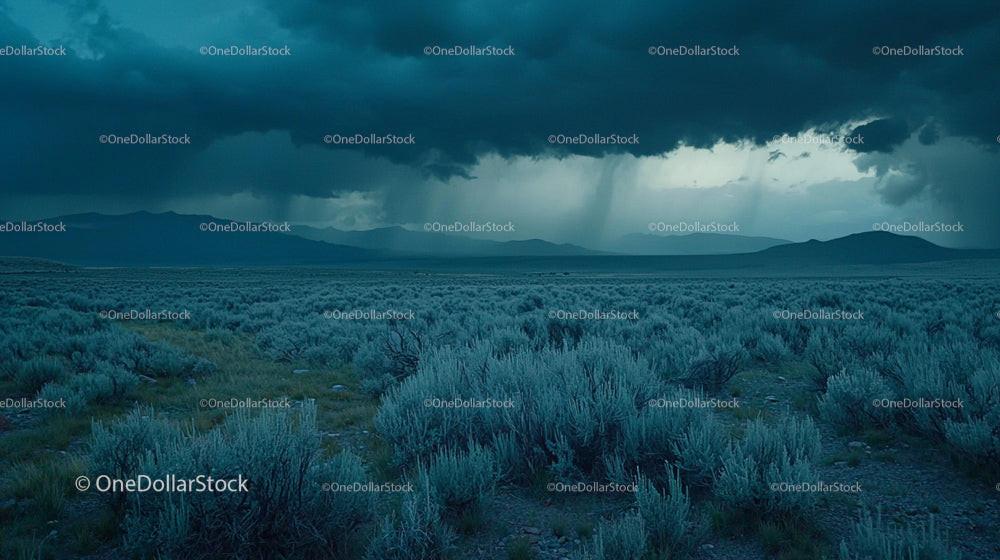 Vast Plains Under Stormy Skies with Dramatic Clouds