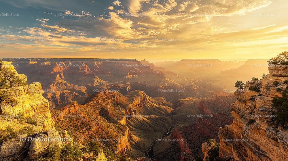 Majestic Sunset Over Grand Canyon's Breathtaking Cliffs
