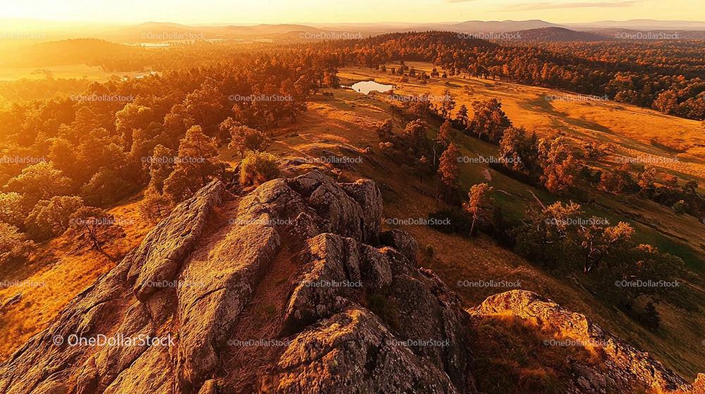 Golden Sunset Over Breathtaking Rocky Landscape