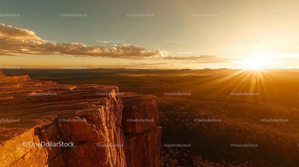 Majestic Sunset Over Sandstone Cliffs in Remote Wilderness