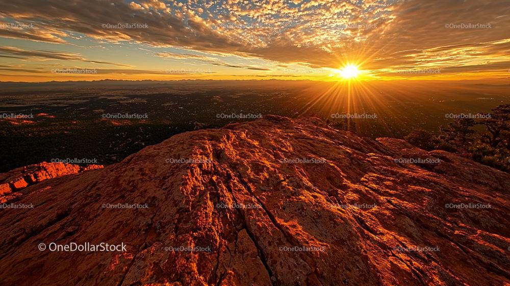 Majestic Sunset Over Red Rocky Horizon
