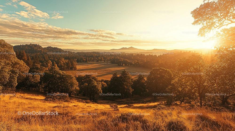 Breathtaking Sunset Over Serene Countryside Landscape