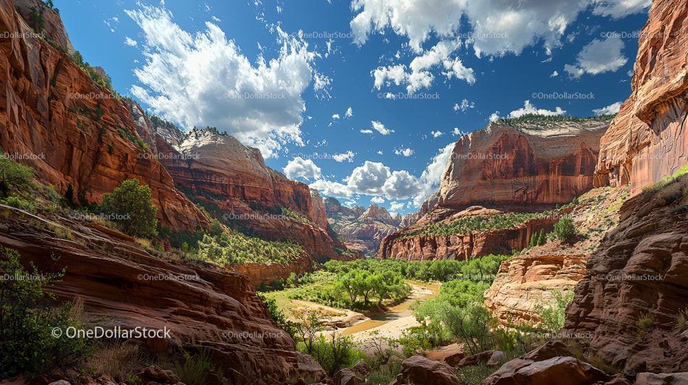 Majestic Canyon Landscape with Red Rock Formations