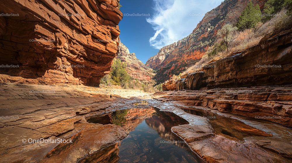 Majestic Red Rock Canyon with Clear Blue Sky