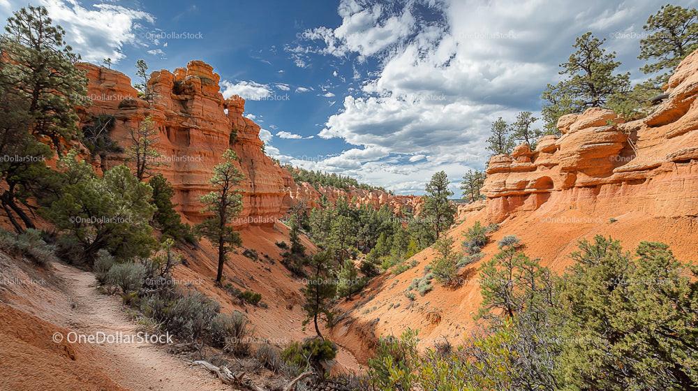 Stunning Red Rock Canyon with Vibrant Greenery