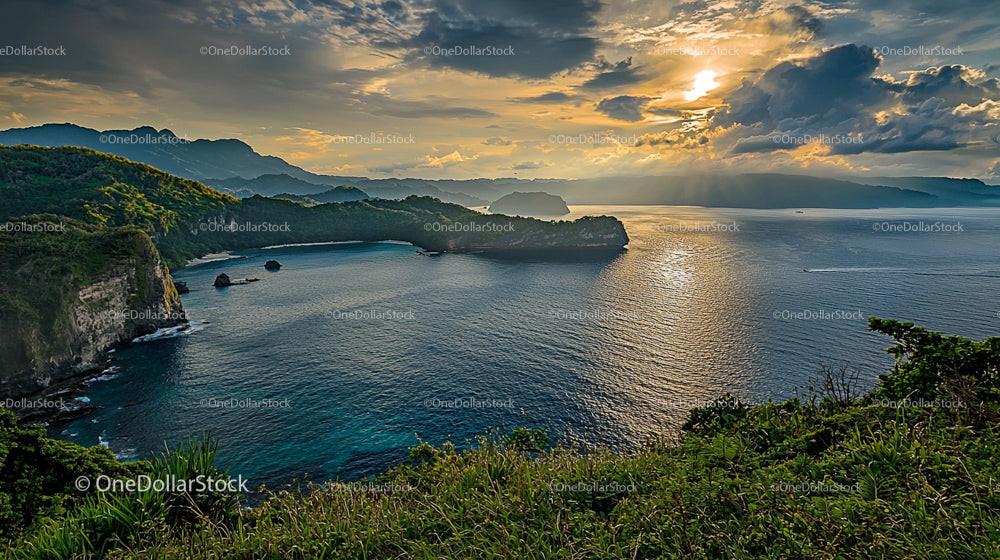 Stunning Cliffside Sunset Over Tropical Ocean Waters