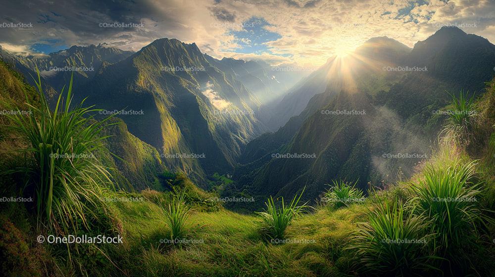 Stunning Morning Light Over Lush Mountain Valley