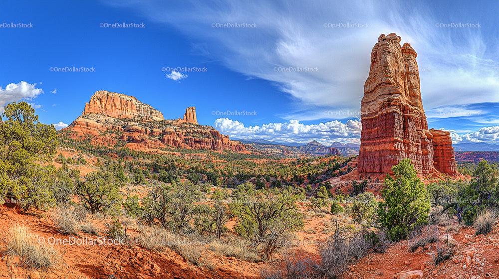 Majestic Red Rock Formations in Sedona under Blue Sky