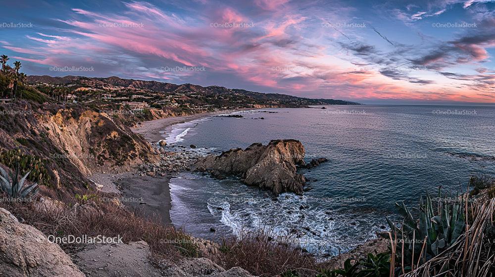 Panoramic View of a Dramatic Coastal Sunset