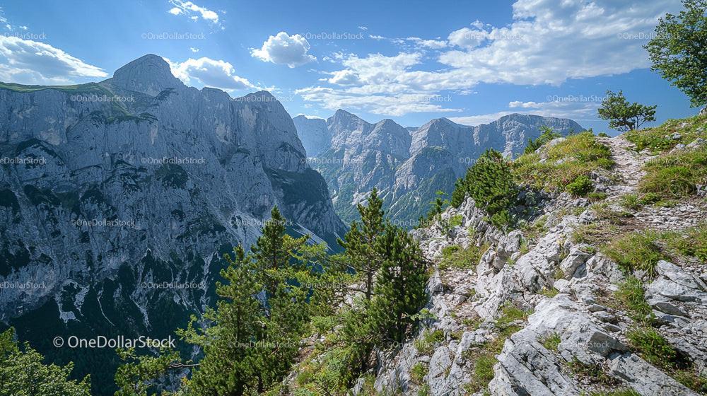 Scenic Mountain Landscape with Alpine Pathway