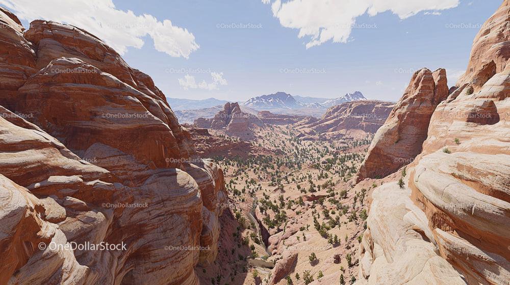 Dramatic Red Rock Formations in Expansive Desert Landscape