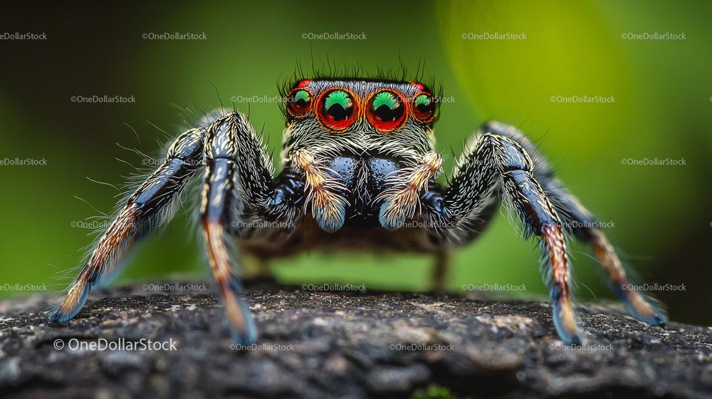 Vibrant Jumping Spider Macro Photography