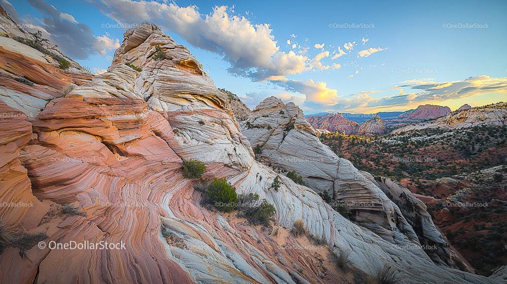 Stunning Sandstone Cliffs at Sunset in Desert Landscape