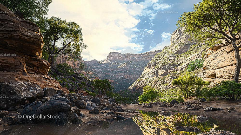 Breathtaking Canyon with Lush Greenery and Rocky Cliffs