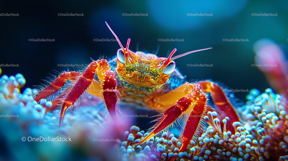 Vibrant Coral Reef Crab in Tropical Waters
