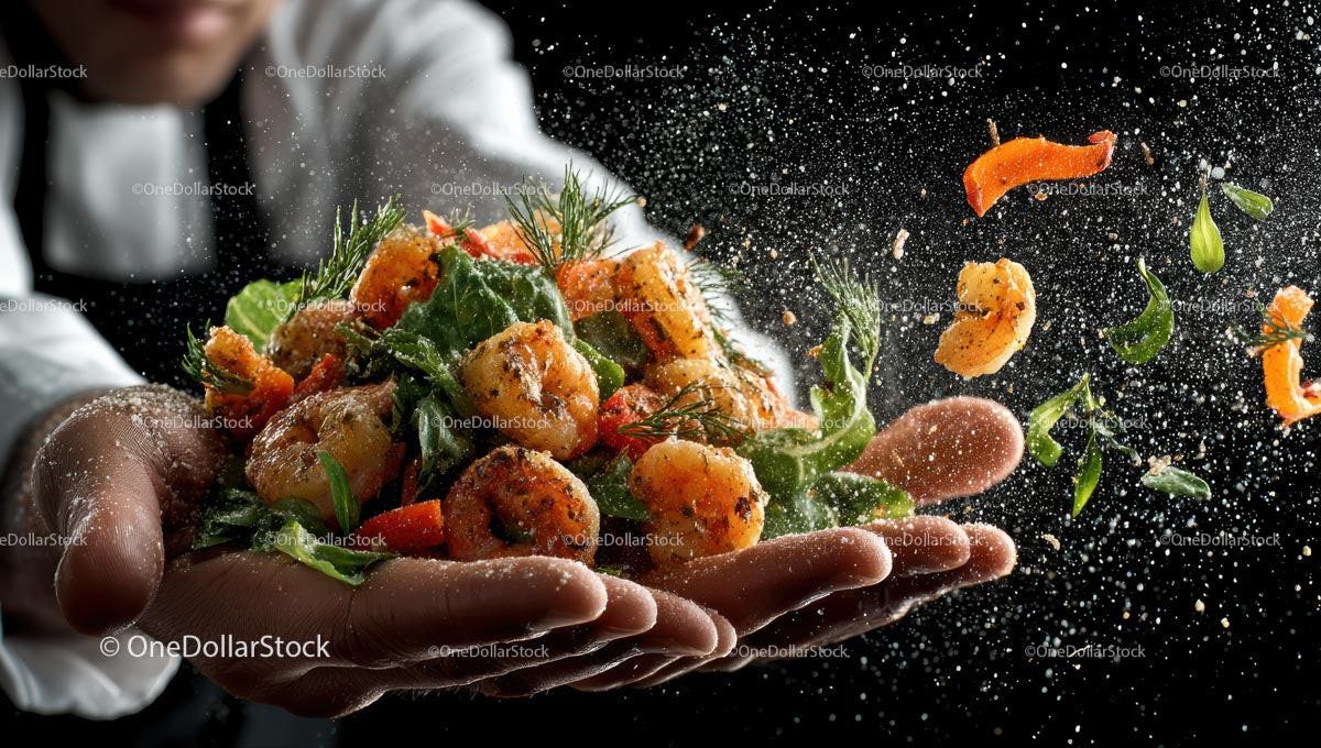 Dynamic Shrimp and Vegetable Salad with Seasoning