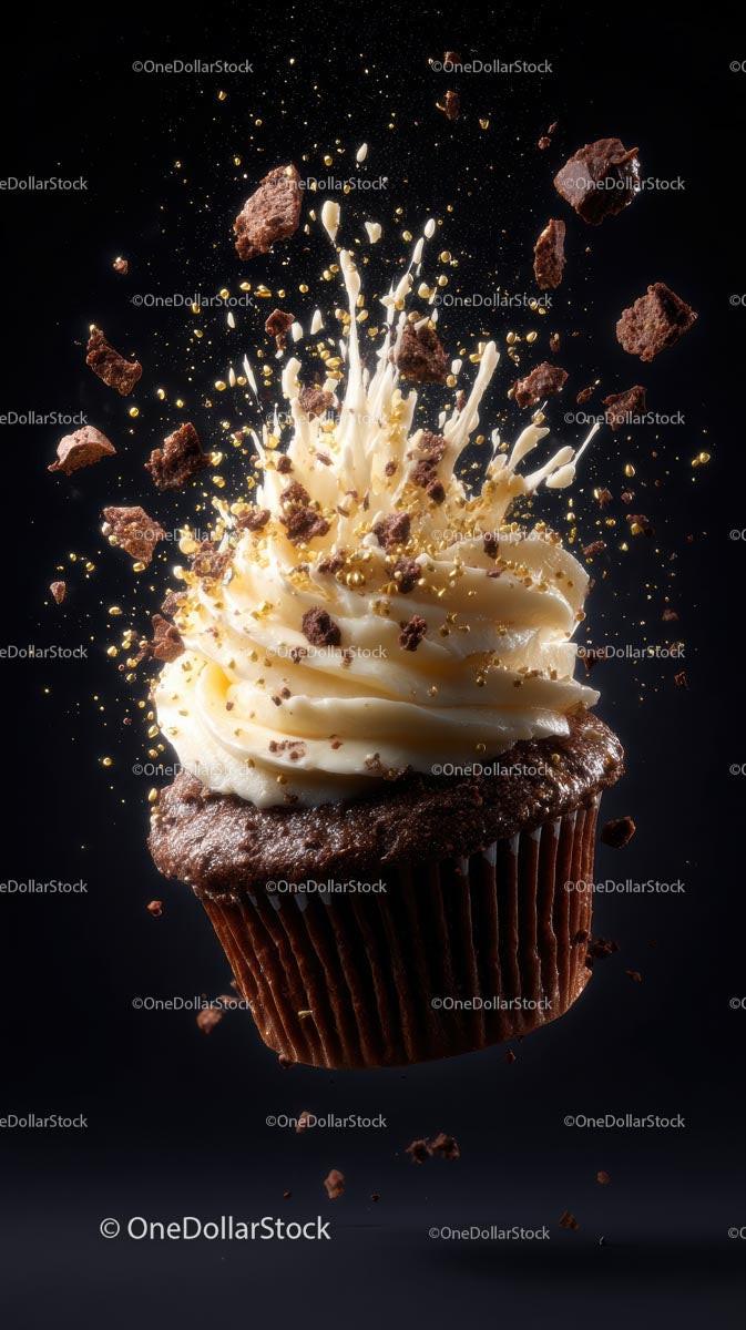 Exploding Chocolate Cupcake with Creamy Swirls