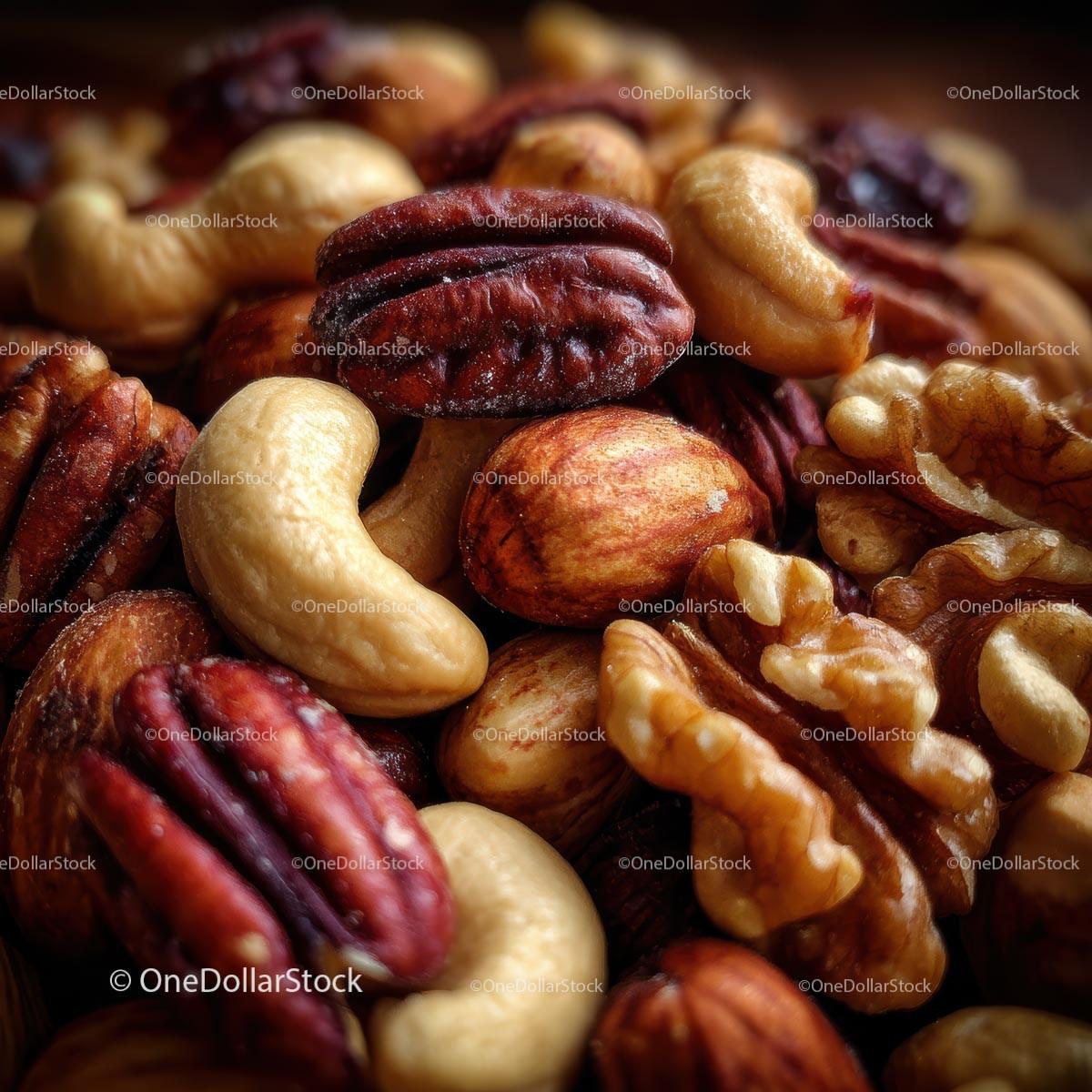 Assorted Mixed Nuts in Close-Up Detail