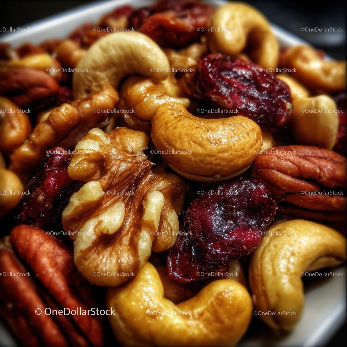 Close-Up of Mixed Nuts and Dried Cranberries