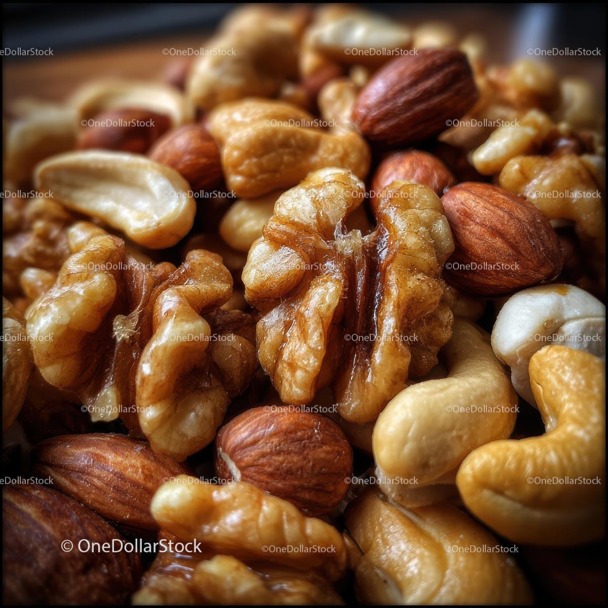 Assortment of Mixed Nuts Including Walnuts and Almonds