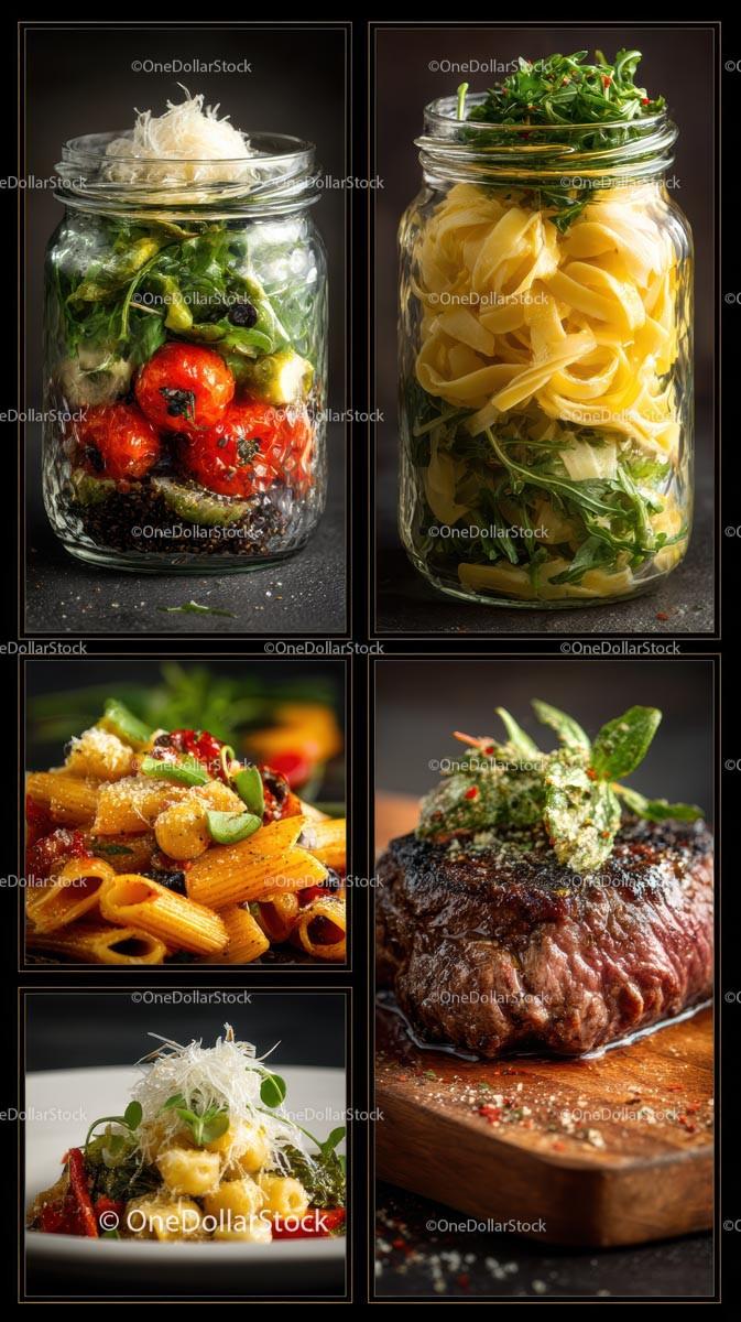 Gourmet Dishes and Fresh Ingredients in Elegant Presentation
