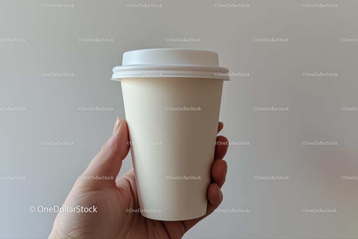 Hand Holding a Minimalist Paper Coffee Cup