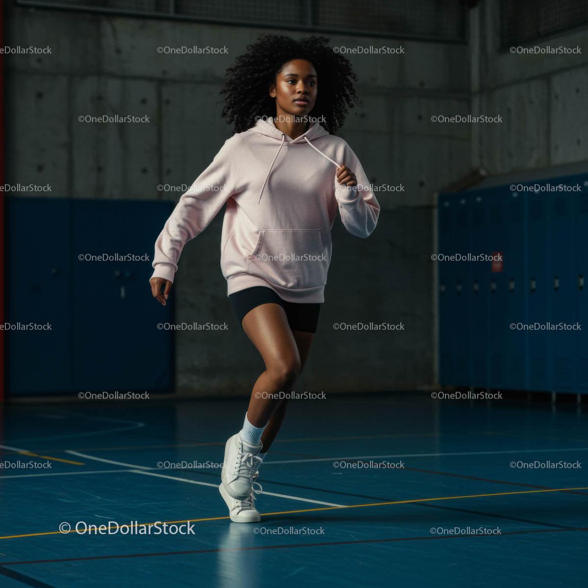 Young Athlete Running in Indoor Gymnasium