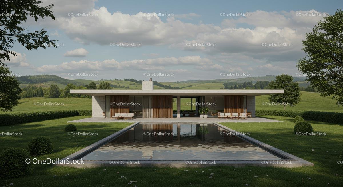 Modern Architectural House with Scenic Countryside View Stock Photo Bundle preview 5