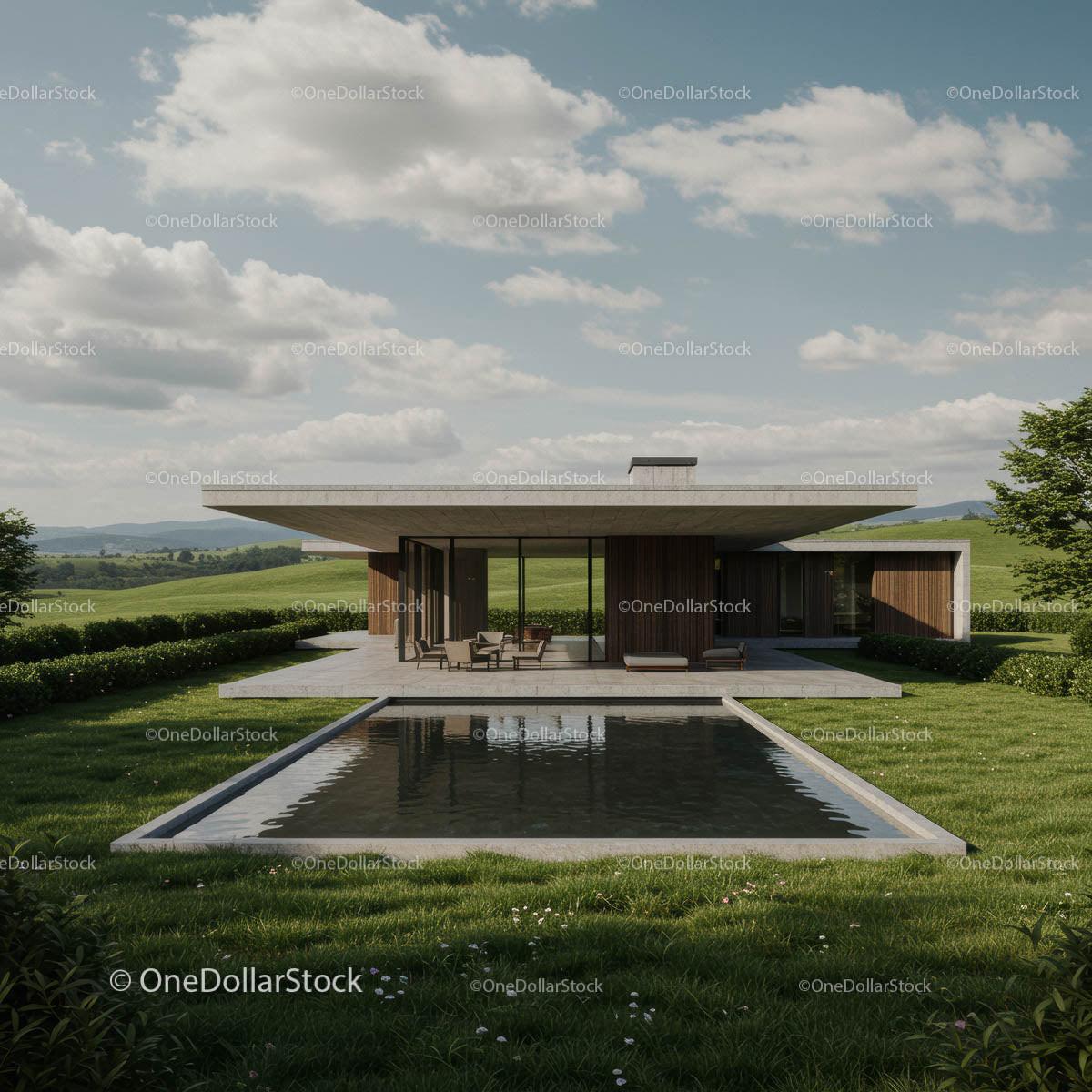 Modern Countryside Villa with Poolside Relaxation