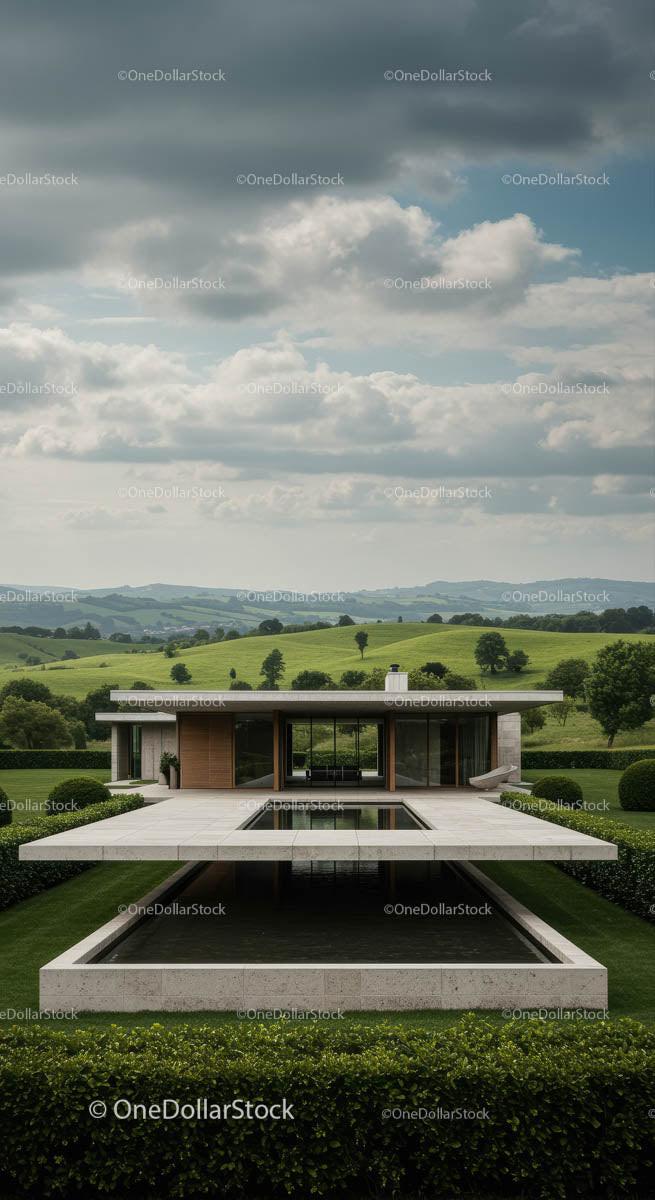 Modern Architectural Home Amidst Rolling Green Hills