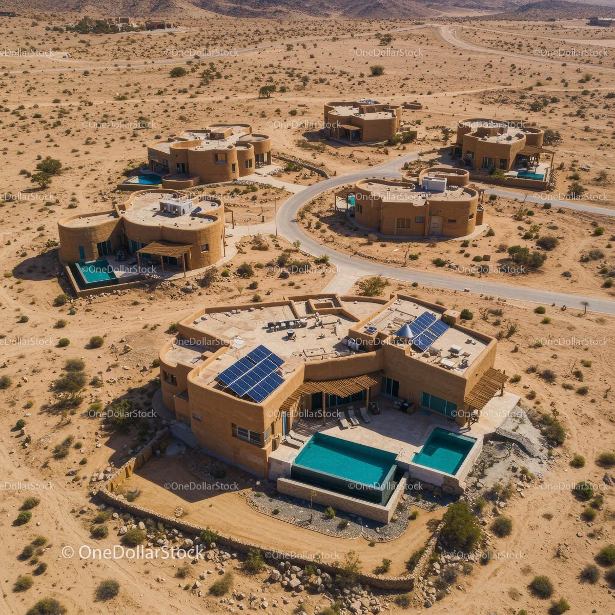 Luxurious Desert Villas with Pools and Solar Panels