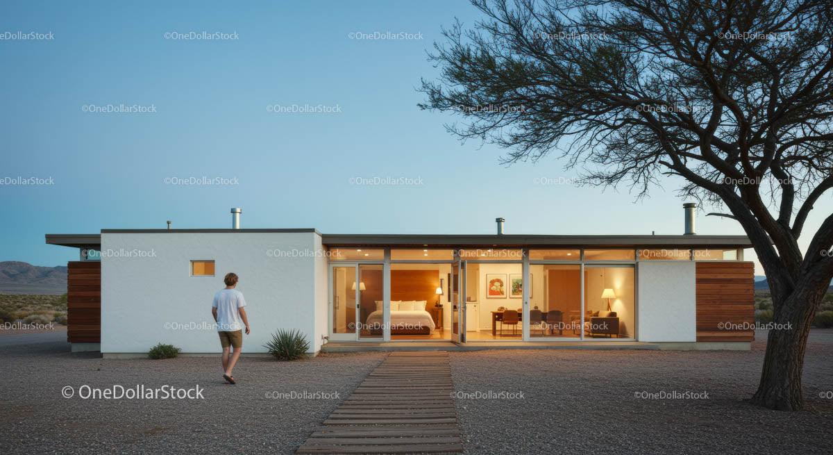 Modern Desert Home with Scenic Evening View