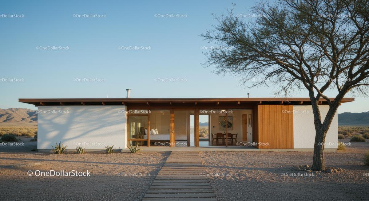 Modern Desert Home with Glass Facade and Open Interiors Stock Photo Bundle preview 8