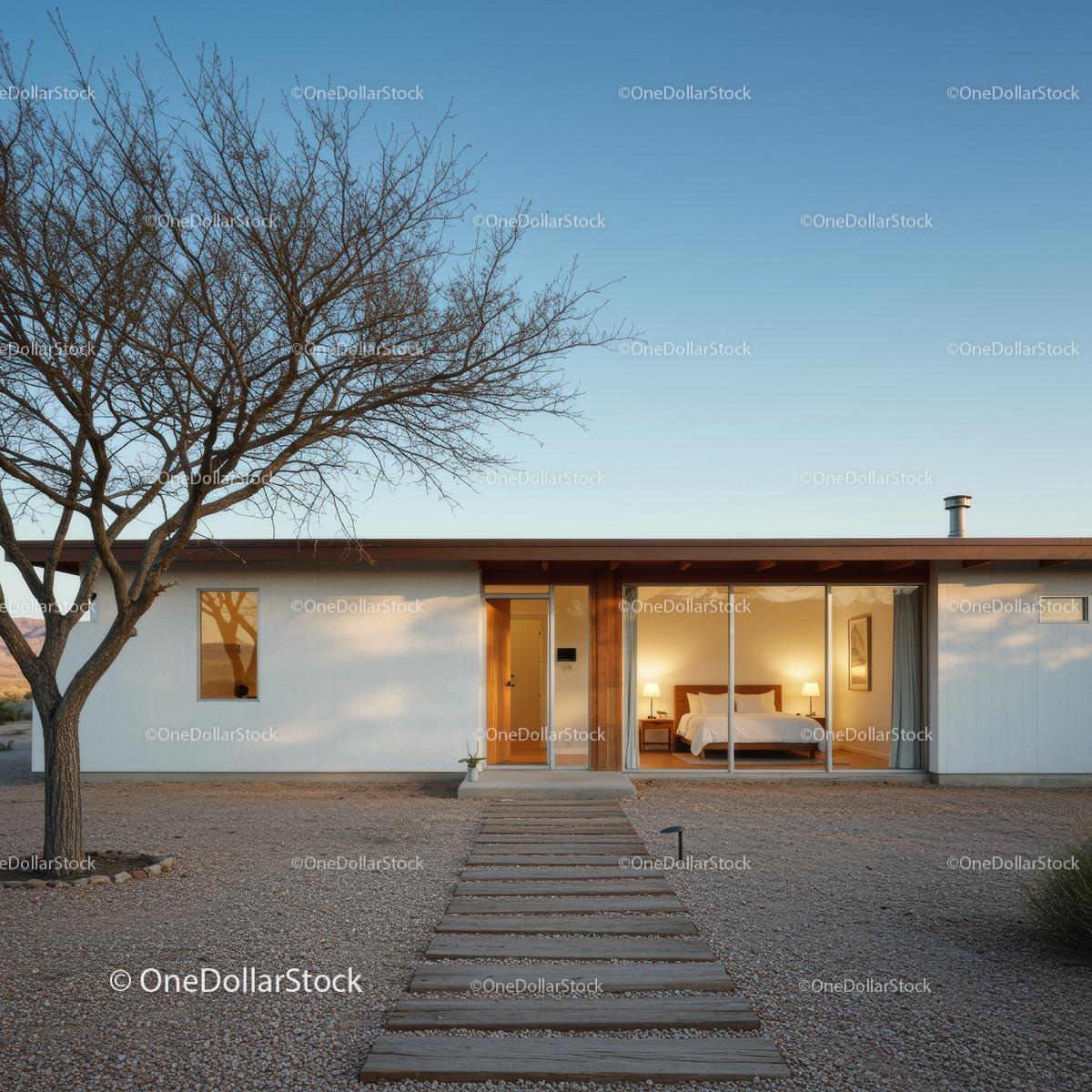 Modern Desert Home with Glass Facade and Open Interiors Stock Photo Bundle preview 13