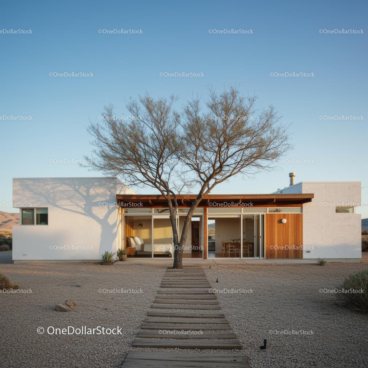 Modern Desert Home with Glass Facade and Open Interiors Stock Photo Bundle preview 15