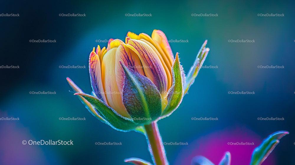 Macro Close-Up of a Vibrant Flower Bud in Soft Focus
