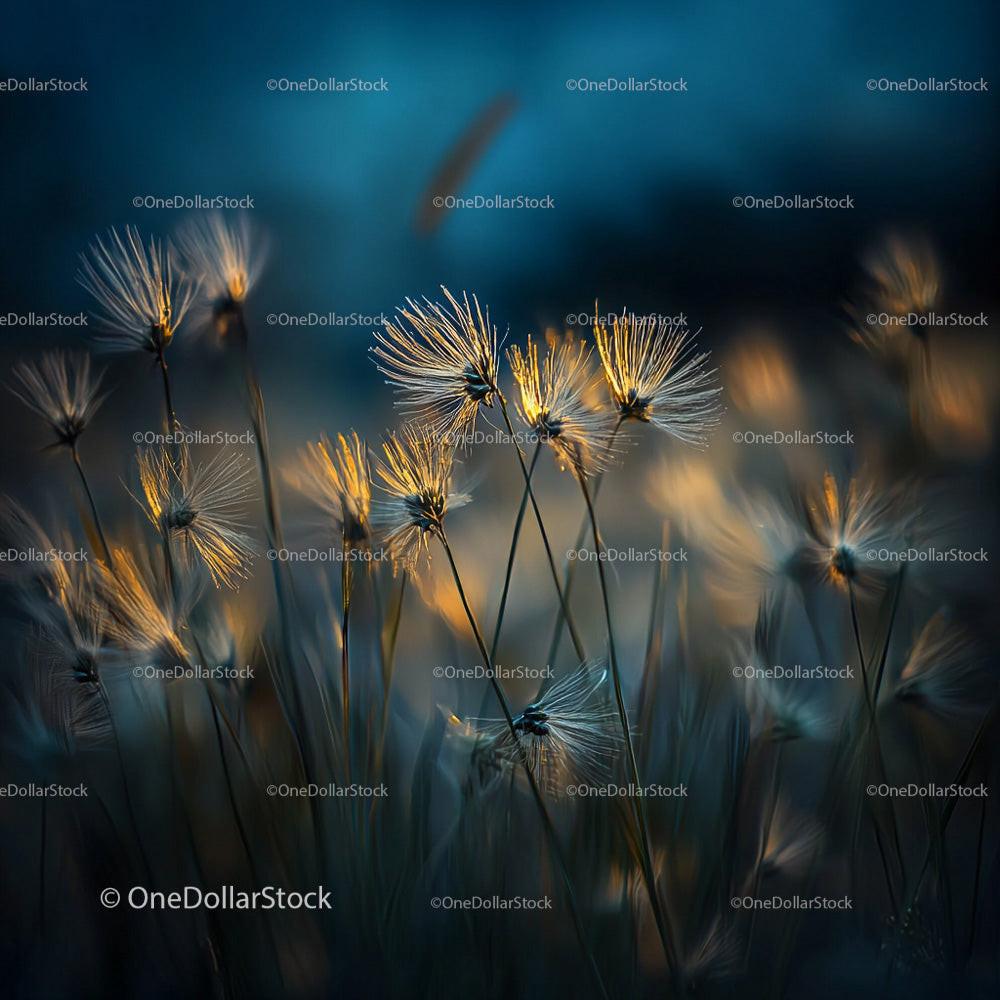 Ethereal Dandelion Seeds in Golden Evening Light