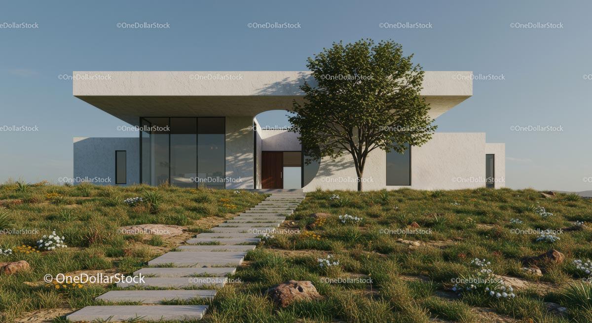 Modern Desert Home with Glass Facade and Open Interiors Stock Photo Bundle preview 38