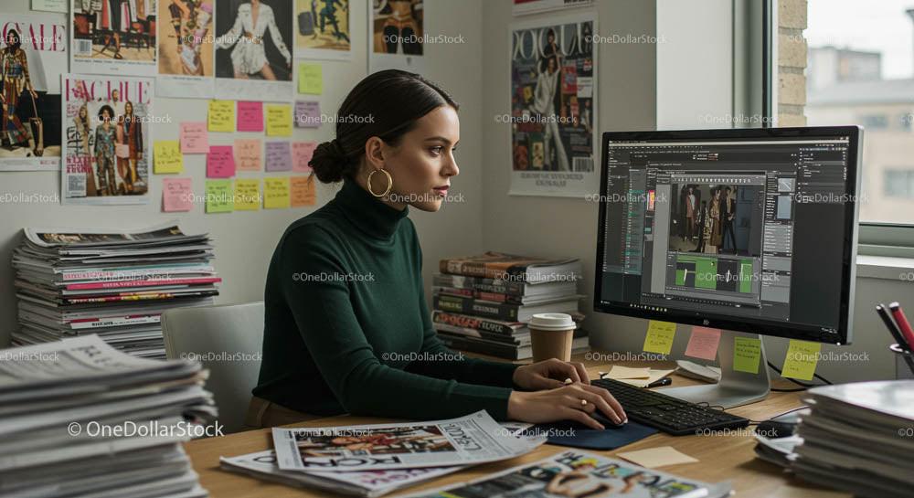 Fashion Editor at Work in a Creative Office Space