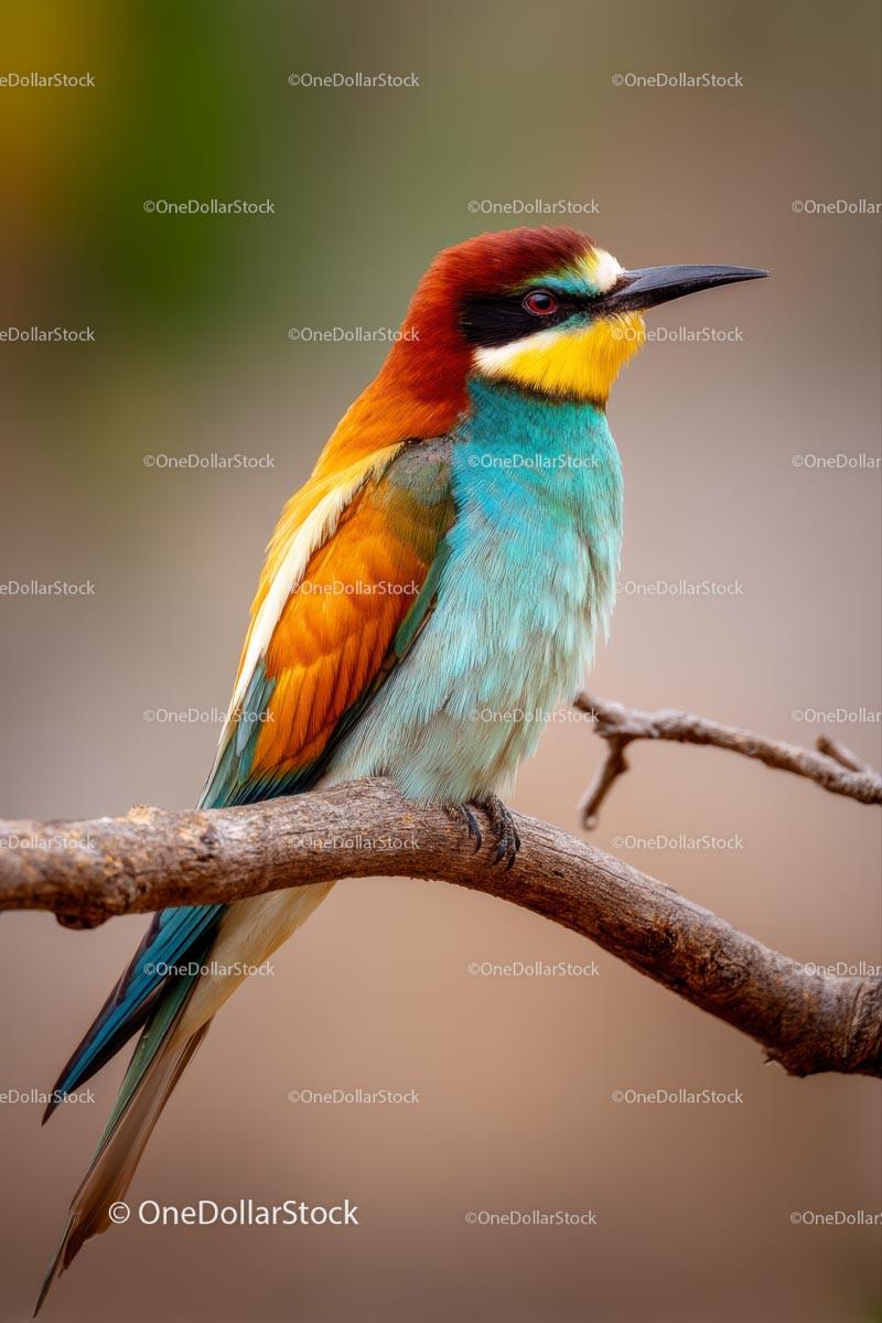 European Bee-Eater Perched on a Branch