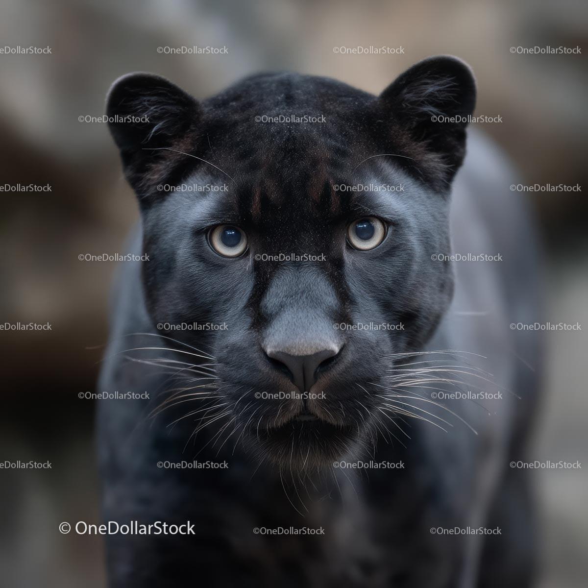 Close-Up of a Majestic Black Panther's Intense Gaze