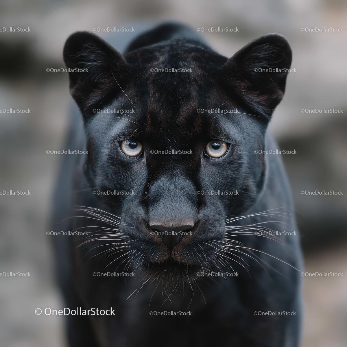 Black Panther with Intense Gaze in Close-Up Portrait