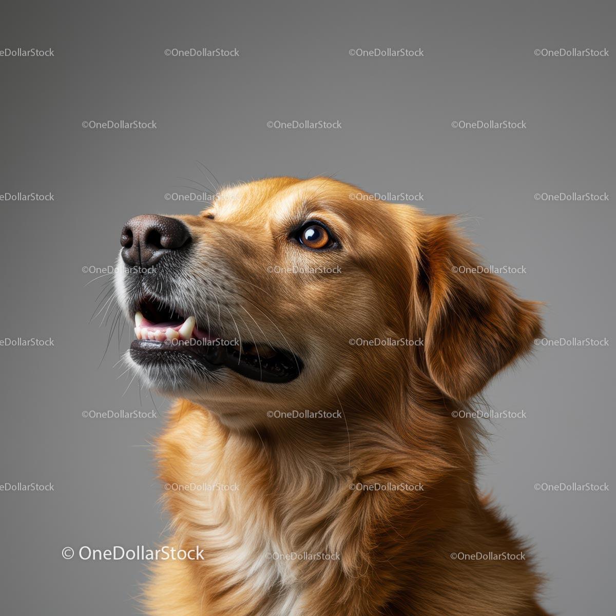 Golden Retriever with a Happy Expression in Studio Lighting