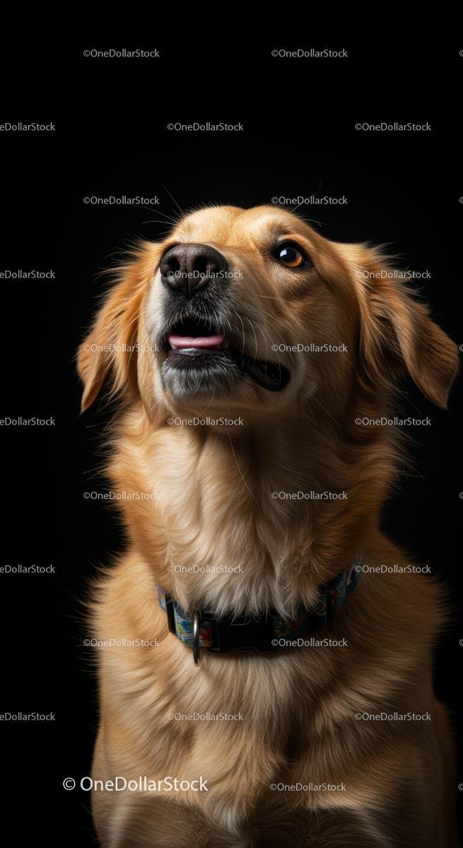 Golden Retriever Portrait with Black Background