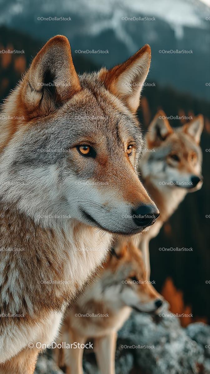 Majestic Wolves in Mountainous Wilderness