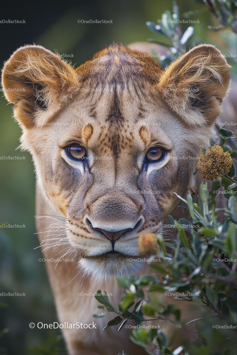 Close-Up of a Majestic Lion in Natural Habitat