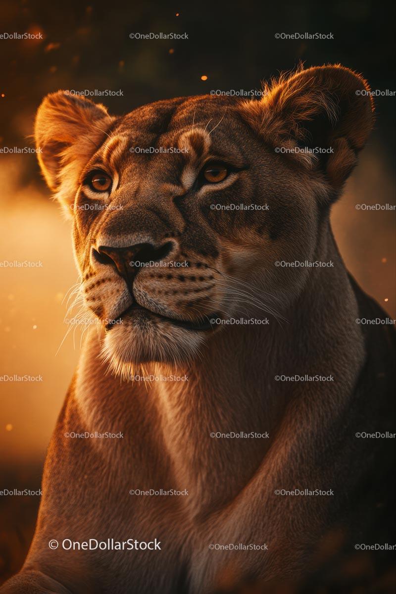 Majestic Lioness in Golden Light