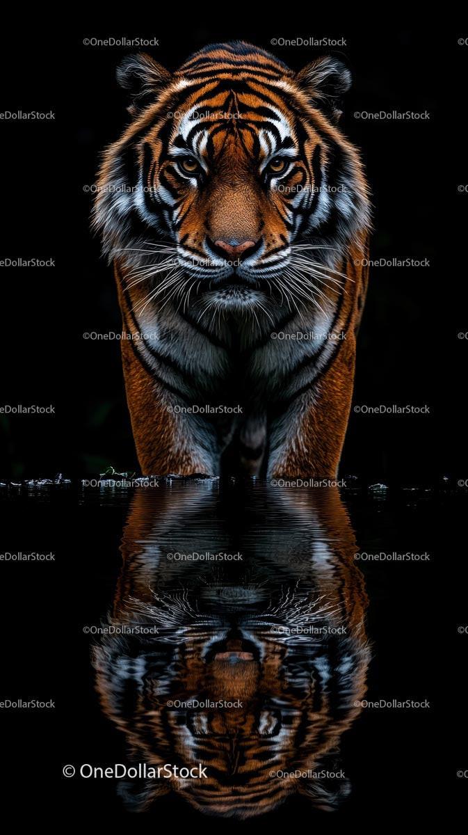 Majestic Tiger Reflected in Tranquil Water