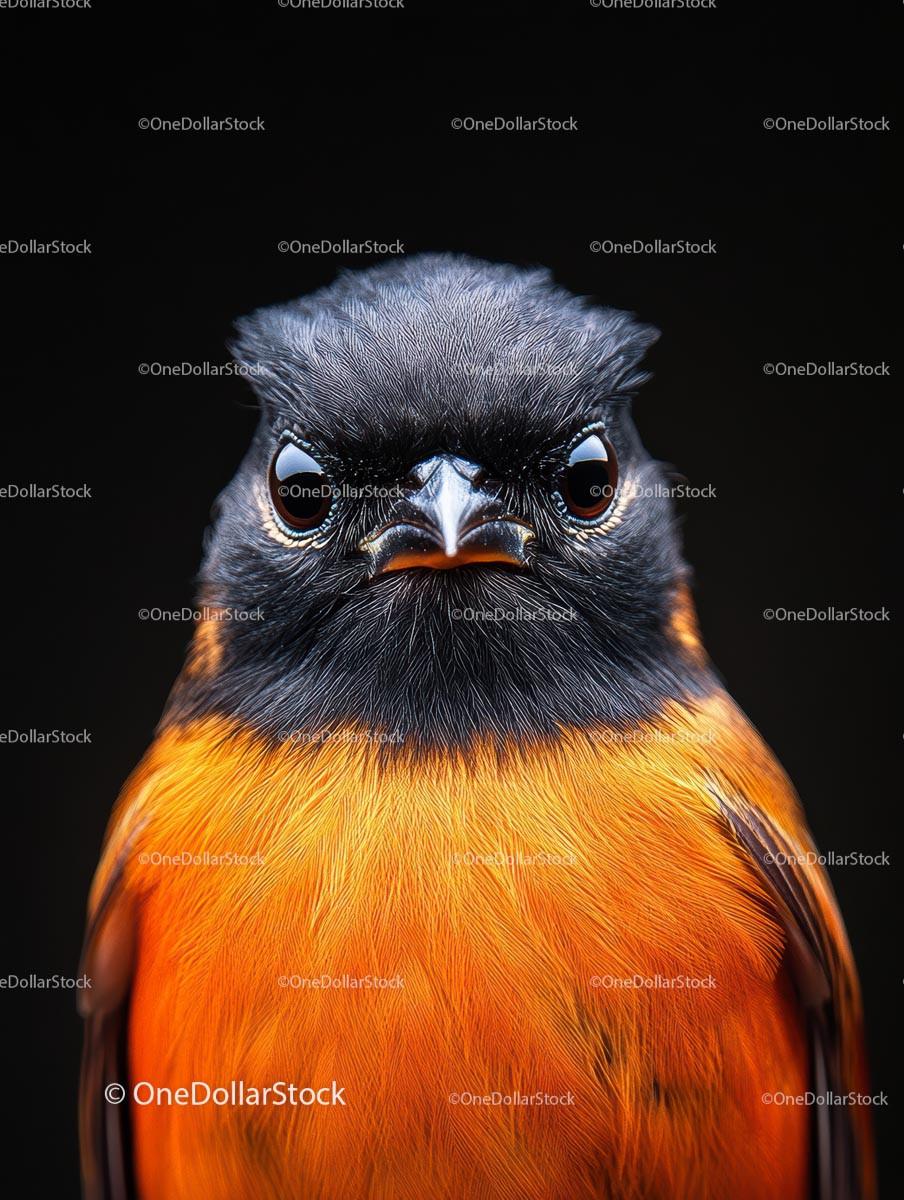 Vibrant Bird with Striking Orange and Black Plumage